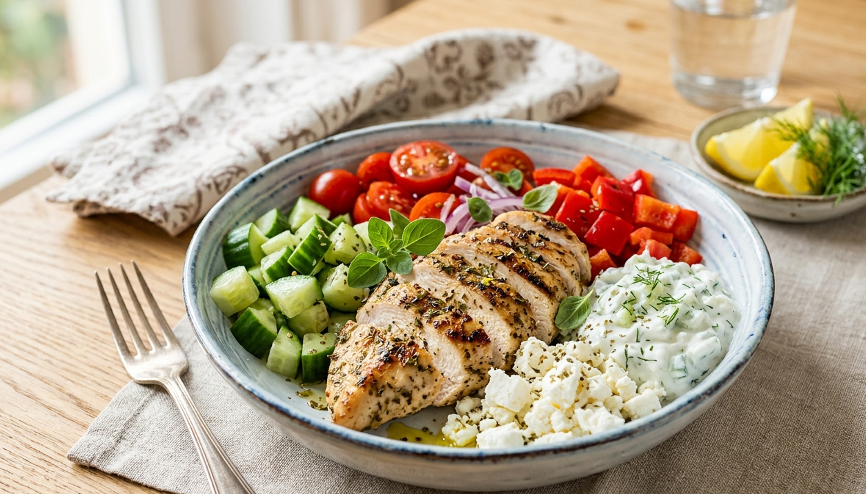 Griechische Hähnchen Bowl
